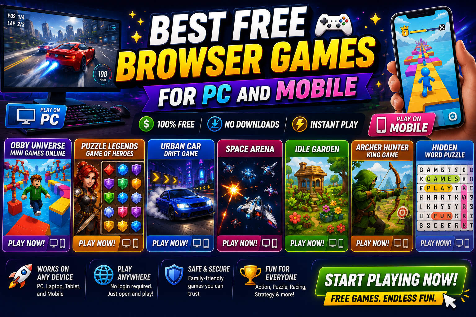 Best Free Browser Games for PC and Mobile 🎮